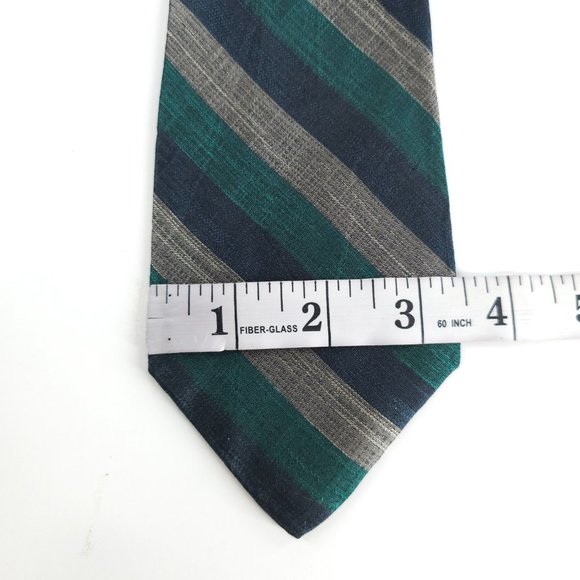 Halston III Men Tie 100% Italian Silk Striped Green Blue Gray Size 59x4 - NWOT - Picture 4 of 5